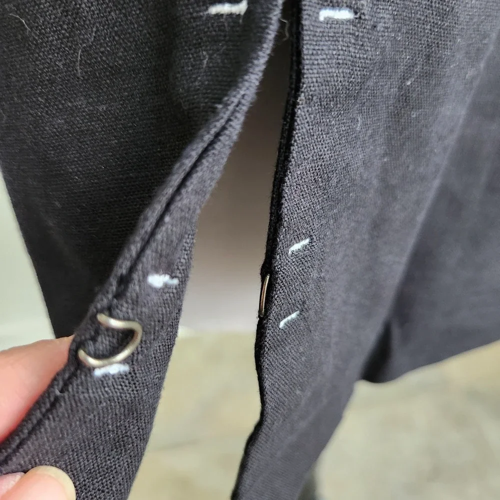 Coldwater Creek Petite Large Black Linen‎ Jacket Button Up Pockets PL